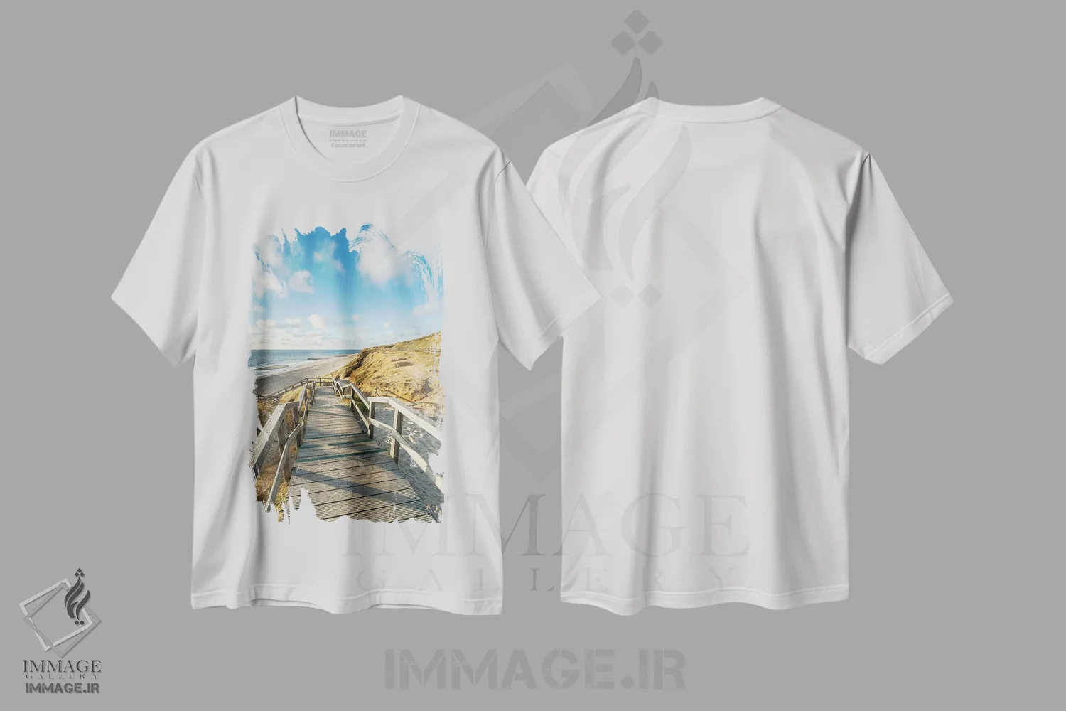 تیشرت سفید طرح دار آثار یان بکه - immage.ir