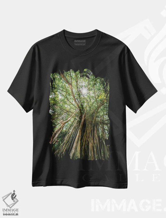 تیشرت مشکی طرح دار درخت انجیر معابد، مدیوم اثر یان بکه | فروشگاه ایماژ