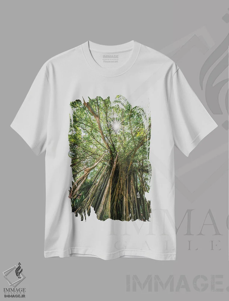 تیشرت سفید طرح دار درخت انجیر معابد، مدیوم اثر یان بکه | immage.ir