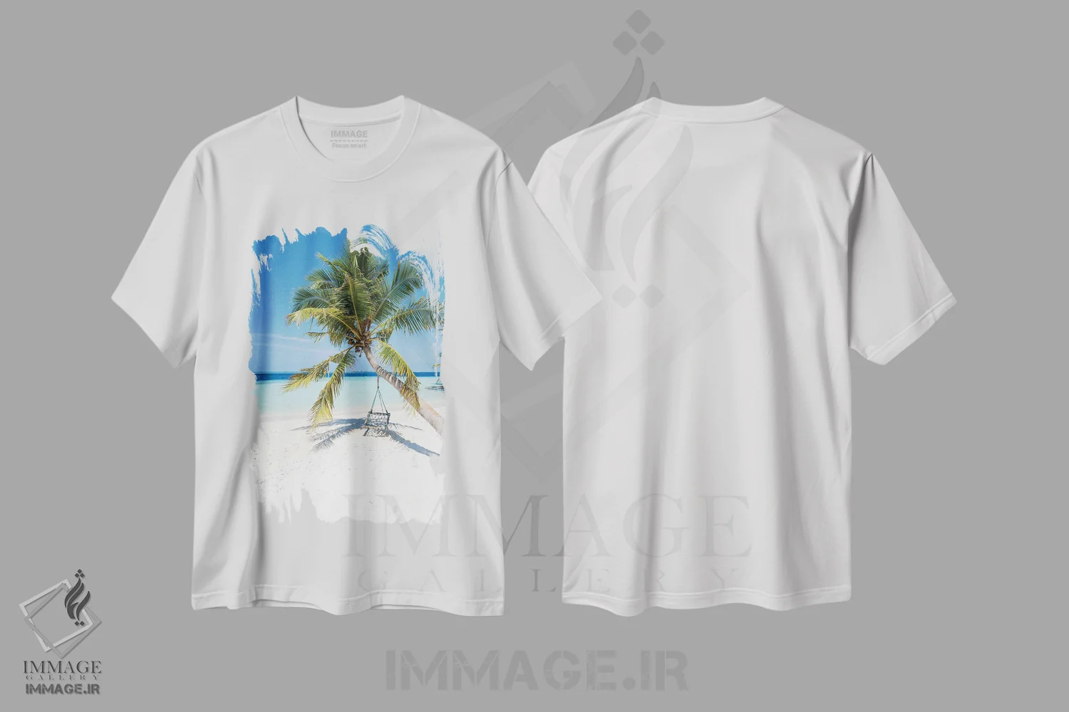 تیشرت سفید طرح دار Maldives,تعطیلات تابستانی در ساحل مالدیو، مدیوم اثر یان بکه | فروشگاه ایماژ