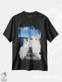 تیشرت مشکی طرح دار Santorini, Greece,خانه های سفید در اویا، سانتورینی، یونان، مدیوم اثر یان بکه | فروشگاه ایماژ