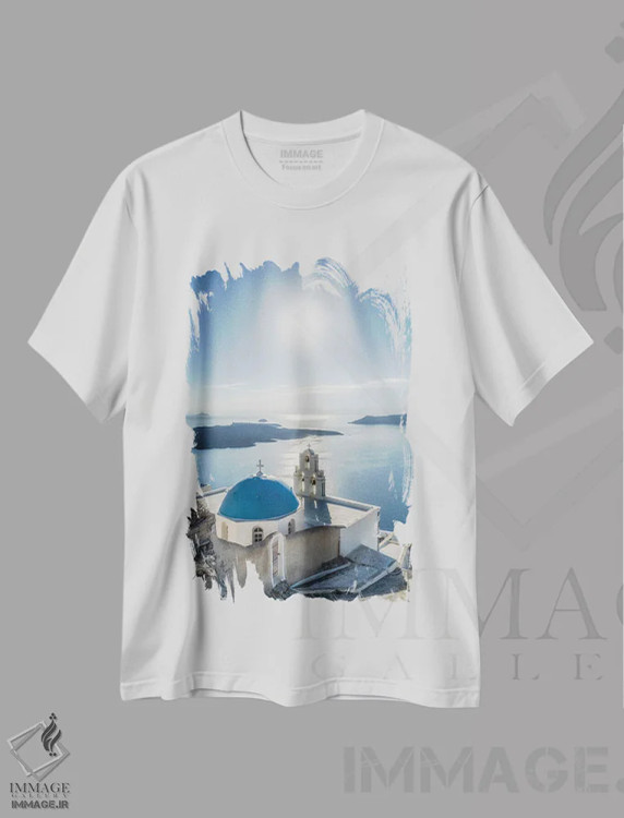تیشرت سفید طرح دار آثار یان بکه - immage.ir