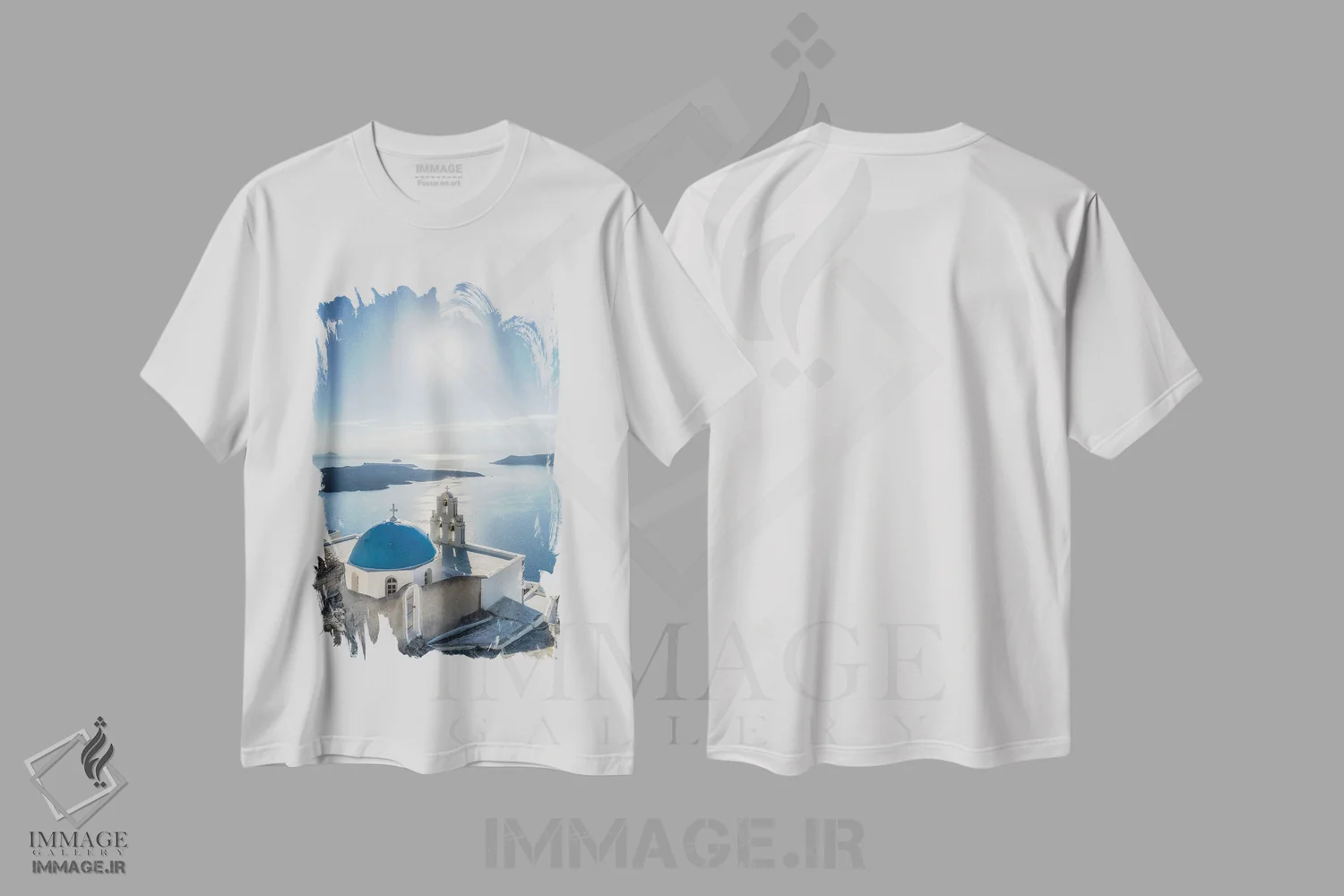 تیشرت سفید طرح دار آثار یان بکه - immage.ir