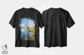 تیشرت مشکی طرح دار دریاچه استلی و ماترهورن در تابستان، مدیوم اثر یان بکه | فروشگاه ایماژ