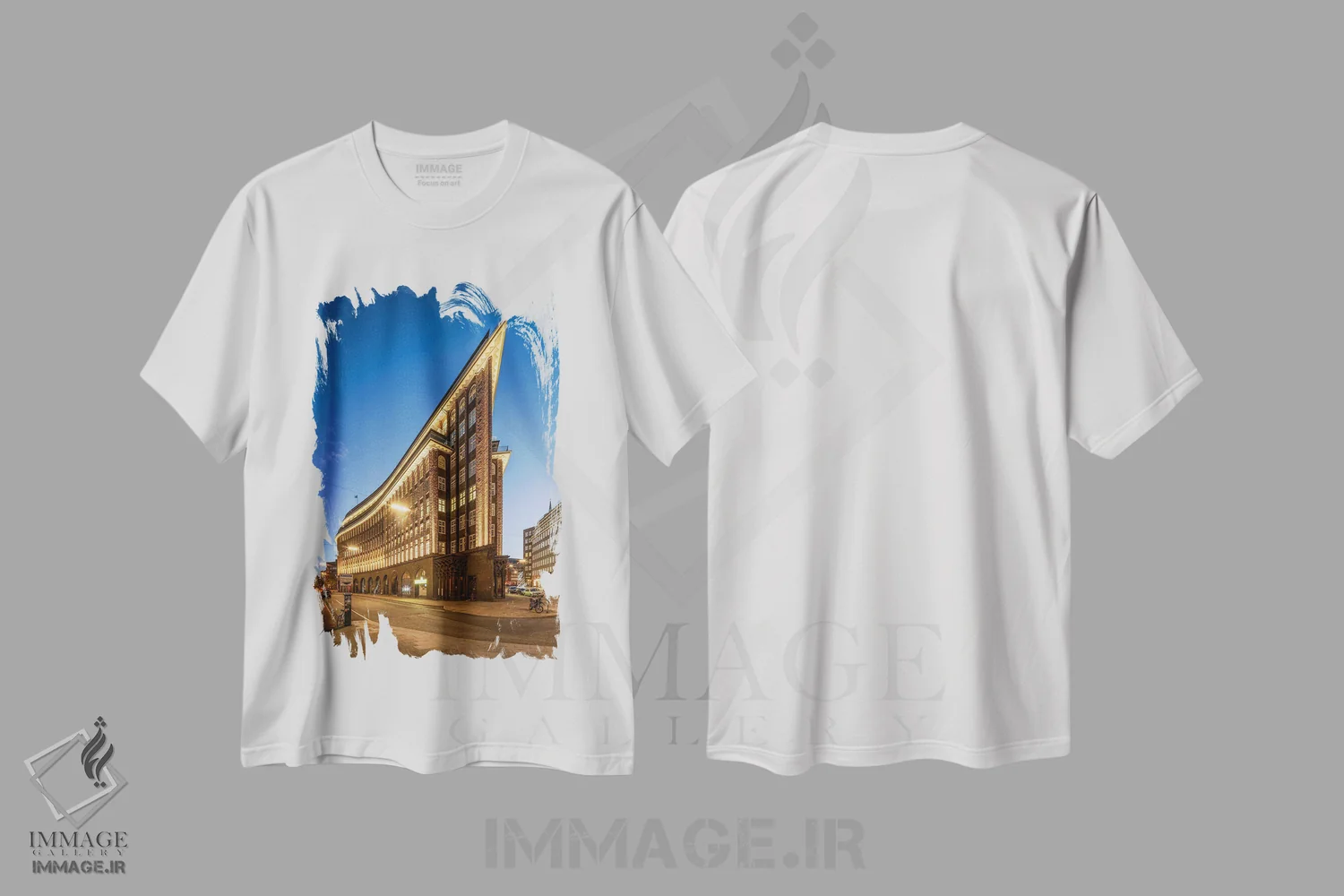 تیشرت سفید طرح دار آثار یان بکه - immage.ir