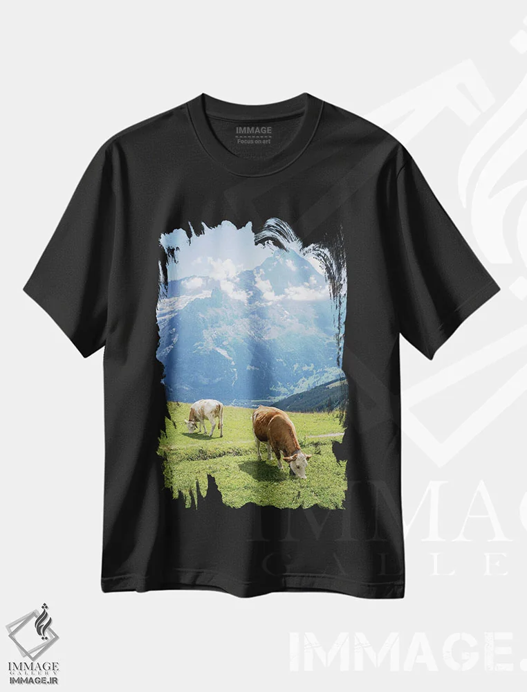 تیشرت مشکی طرح دار آثار یان بکه - immage.ir
