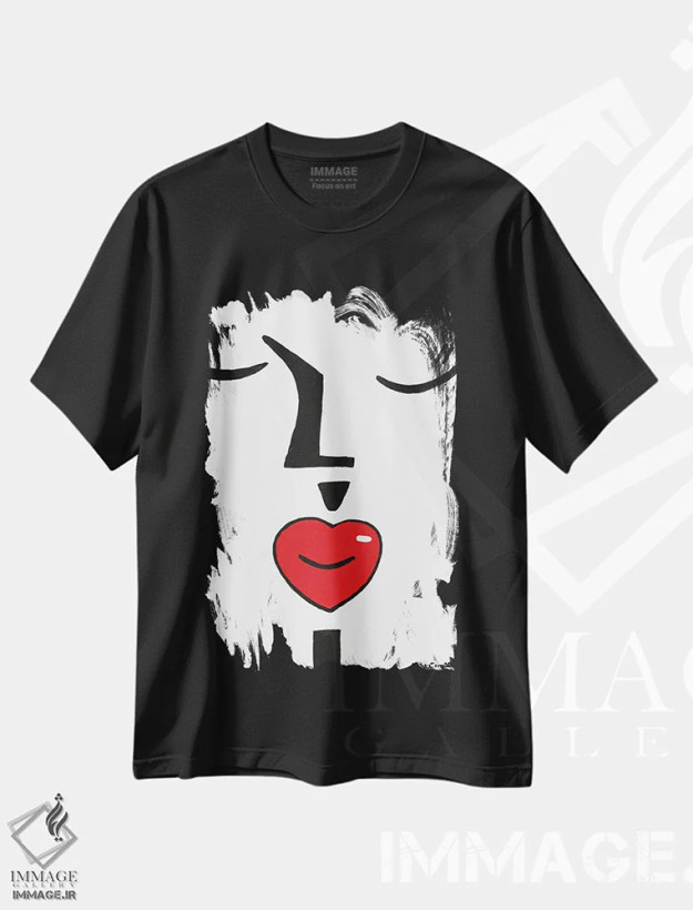 تیشرت مشکی طرح دار چهره های گوناگون، آبستره اثر یواخیم مک میلان | فروشگاه ایماژ