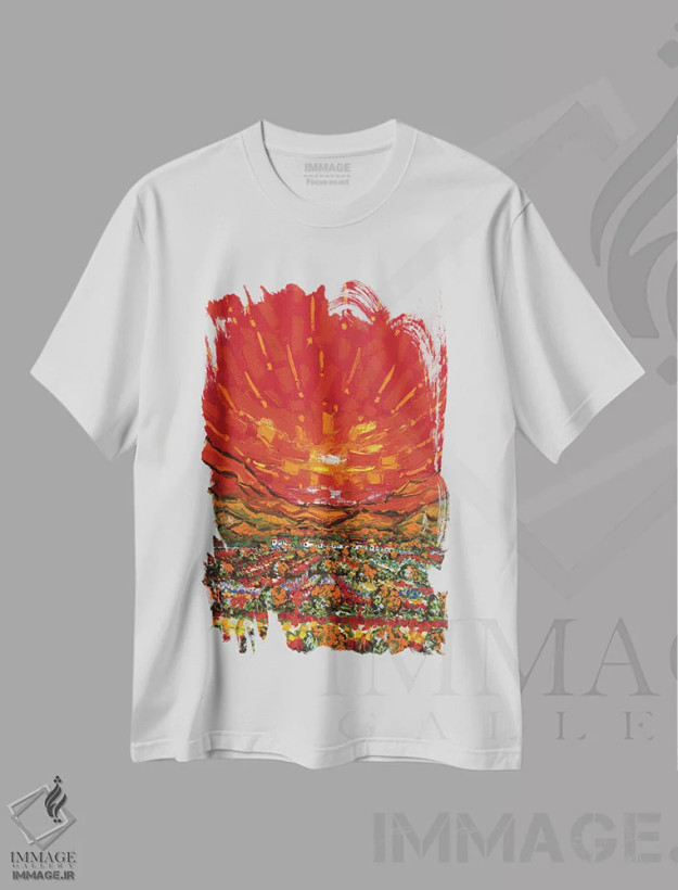 تیشرت سفید طرح دار آنجا، دکور معاصر اثر یواخیم مک میلان | فروشگاه ایماژ