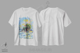 تیشرت سفید طرح دار پناهگاه جزیره ای، دکور معاصر اثر یواخیم مک میلان | immage.ir