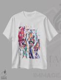 تیشرت سفید طرح دار حس و حال موسیقیایی، هنر آمریکایی آفریقایی تبار اثر یواخیم مک میلان | immage.ir