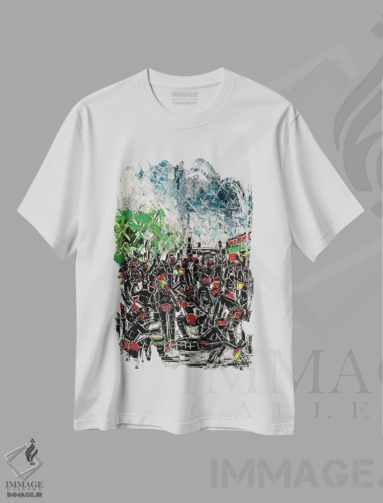 تیشرت سفید طرح دار کارناوال ژوورت، آبستره اثر یواخیم مک میلان | فروشگاه ایماژ