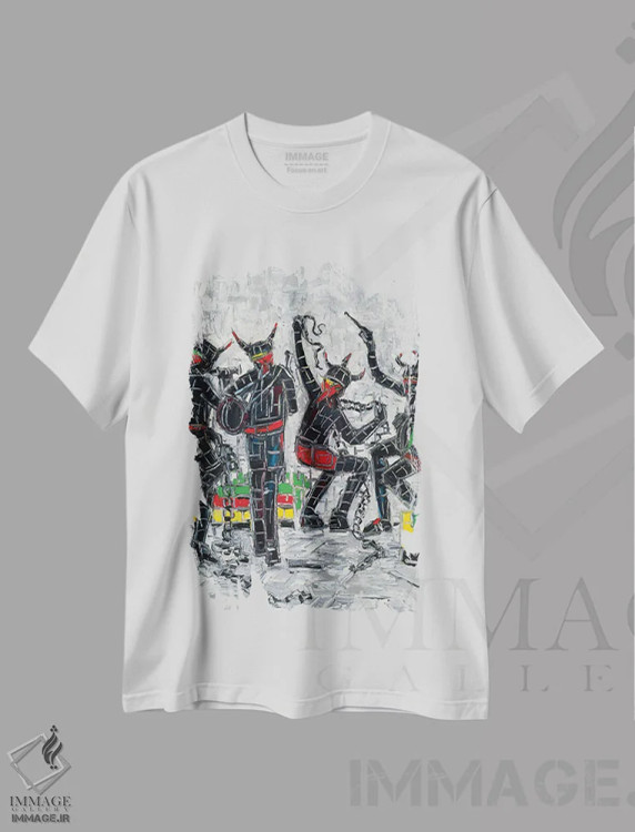 تیشرت سفید طرح دار جب ژوورت، هنر فاخر معاصر اثر یواخیم مک میلان | immage.ir