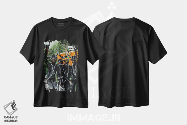 تیشرت مشکی طرح دار جب سیاه، هنر آمریکایی آفریقایی تبار اثر یواخیم مک میلان | فروشگاه ایماژ