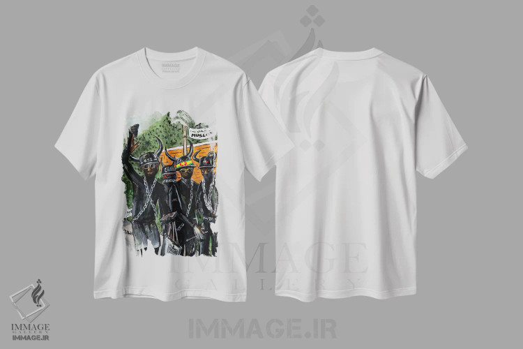تیشرت سفید طرح دار جب سیاه، هنر آمریکایی آفریقایی تبار اثر یواخیم مک میلان | immage.ir