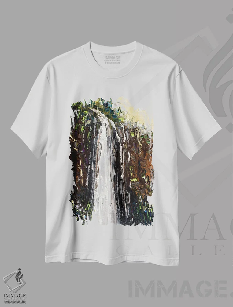 تیشرت سفید طرح دار سرریز، آبستره اثر یواخیم مک میلان | فروشگاه ایماژ