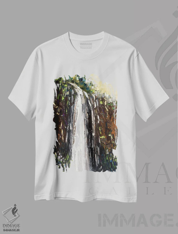 تیشرت سفید طرح دار سرریز، آبستره اثر یواخیم مک میلان | فروشگاه ایماژ