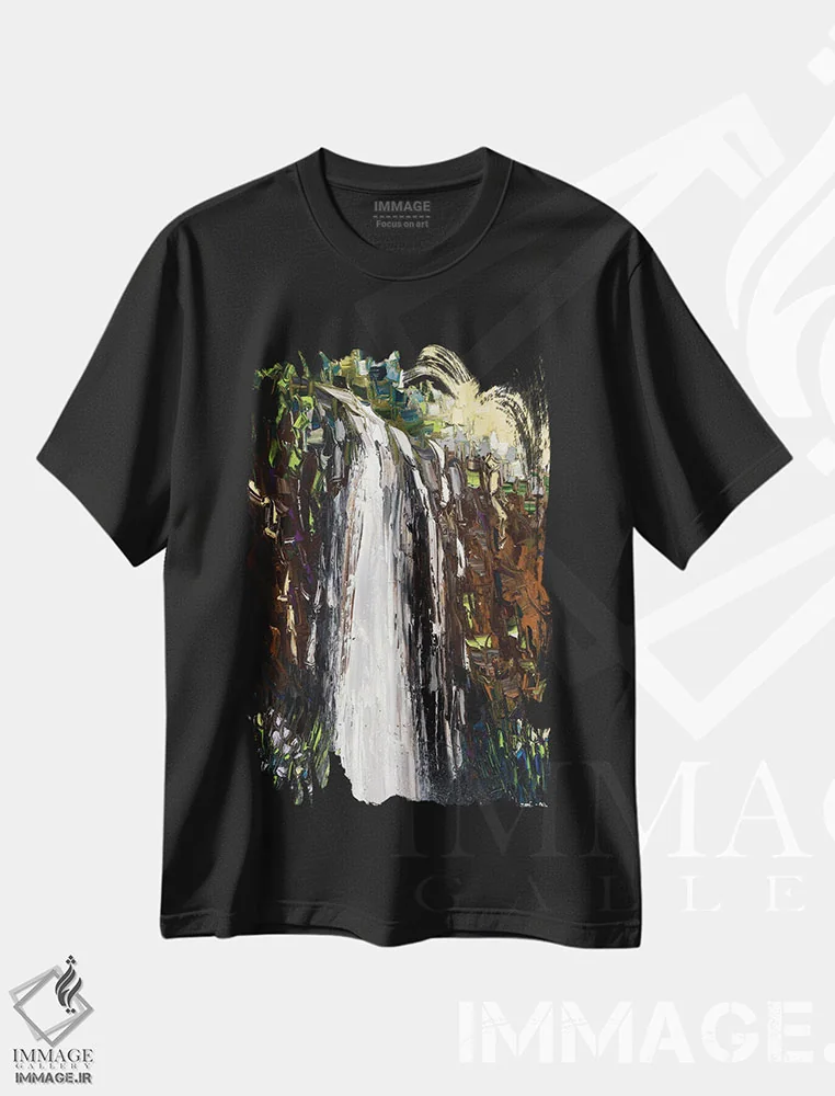تیشرت مشکی طرح دار سرریز، آبستره اثر یواخیم مک میلان | immage.ir