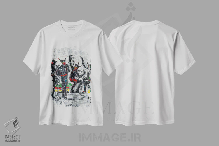 تیشرت سفید طرح دار جب ژوورت، هنر فاخر معاصر اثر یواخیم مک میلان | immage.ir