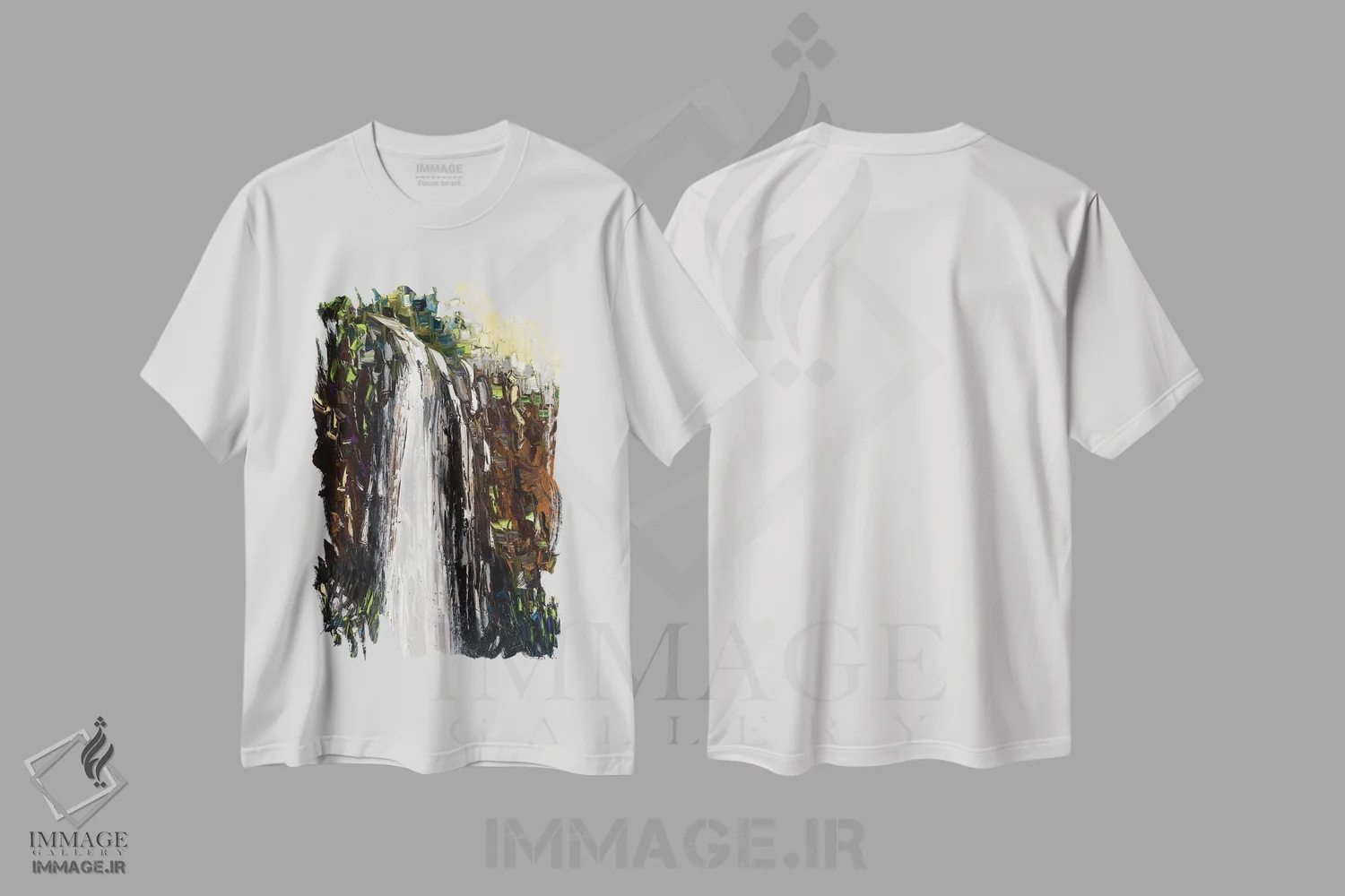 تیشرت سفید طرح دار سرریز، آبستره اثر یواخیم مک میلان | فروشگاه ایماژ