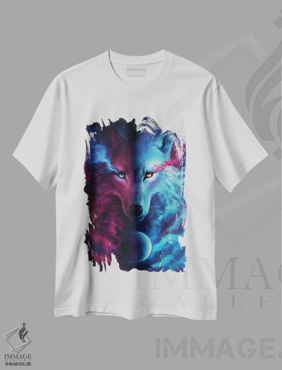 تیشرت سفید طرح دار جایی که نور و تاریکی به هم می رسند، هنر فاخر اثر جو جو آرت | immage.ir