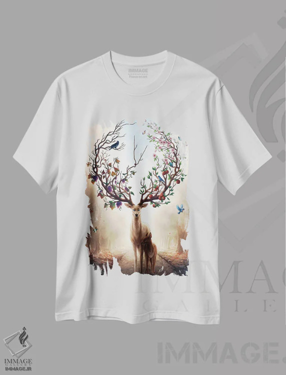 تیشرت سفید طرح دار فصل ها، هنر دیجیتال اثر جو جو آرت | immage.ir