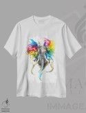 تیشرت سفید طرح دار رنگ های زندگی، تزئینی اثر جونگکی | فروشگاه ایماژ