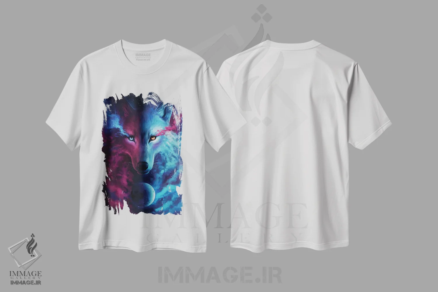 تیشرت سفید طرح دار جایی که نور و تاریکی به هم می رسند، هنر فاخر اثر جو جو آرت | immage.ir