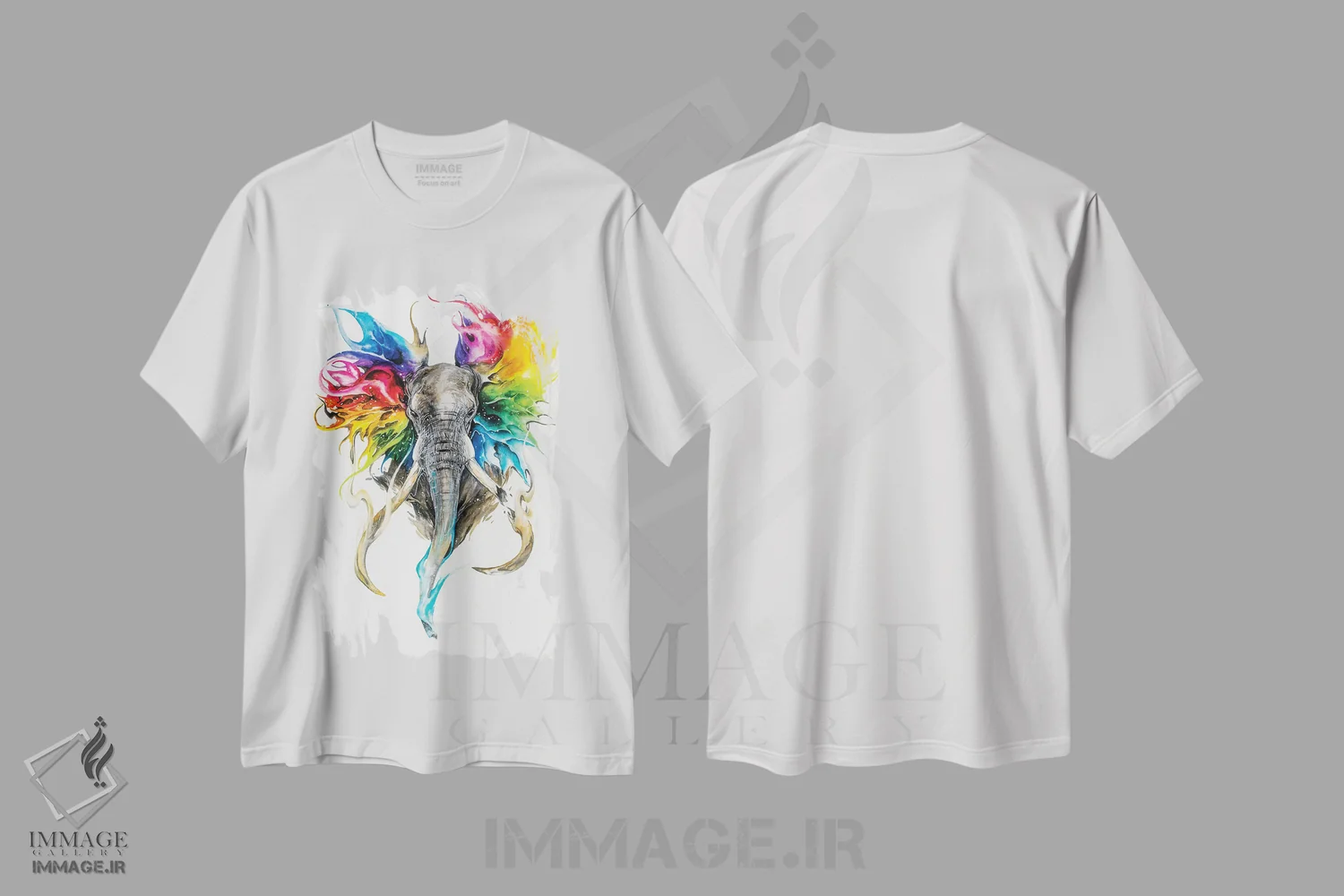 تیشرت سفید طرح دار رنگ های زندگی، تزئینی اثر جونگکی | فروشگاه ایماژ