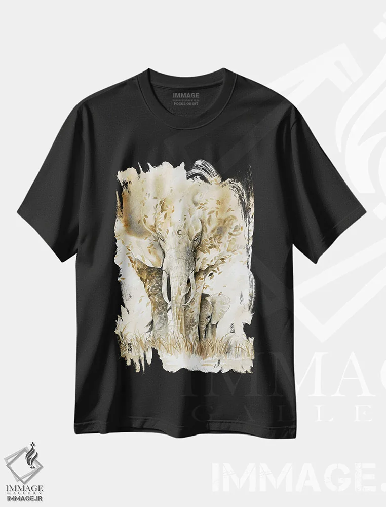 تیشرت مشکی طرح دار روح نگهبان، تزئینی اثر جونگکی | فروشگاه ایماژ