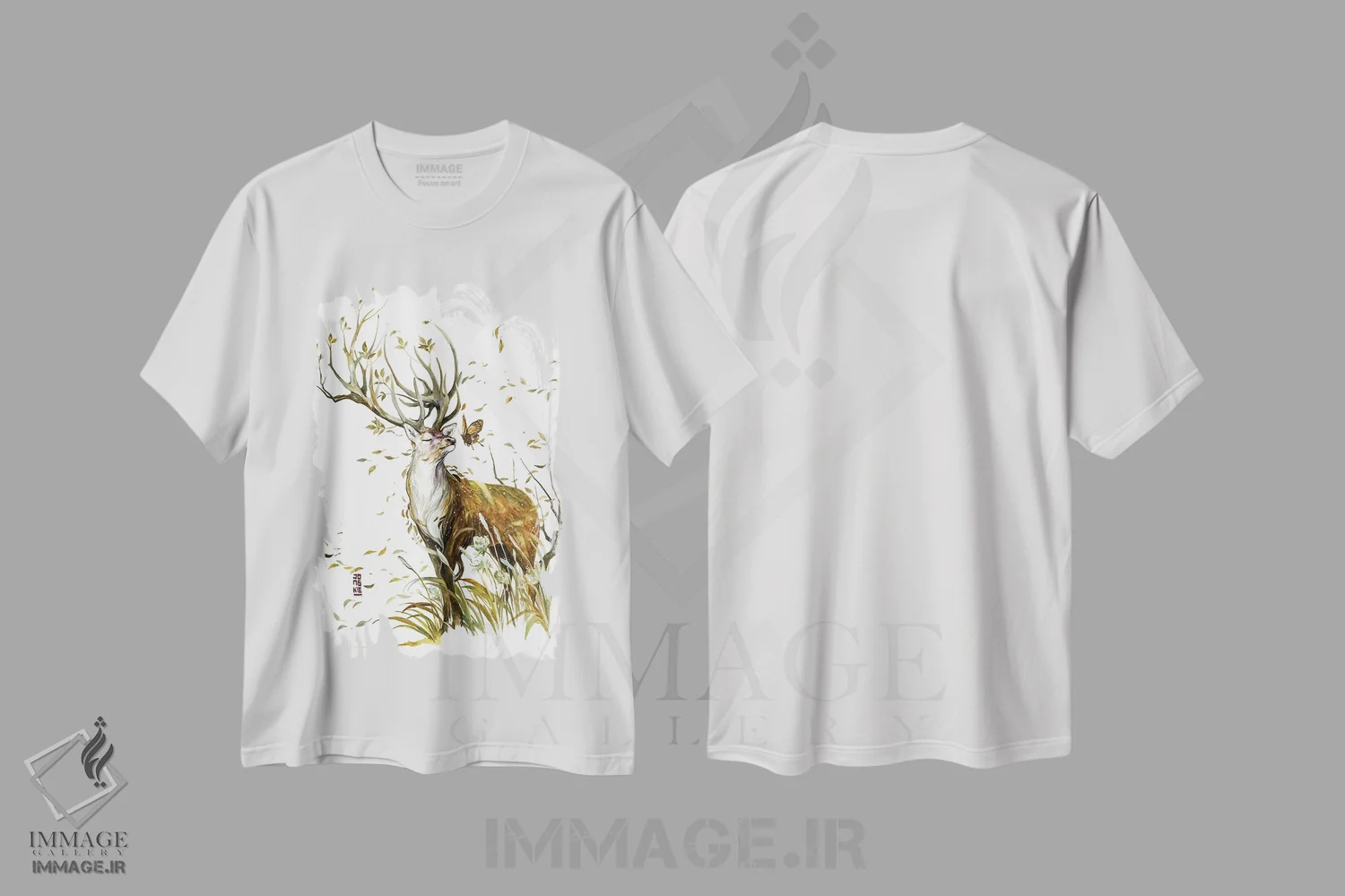 تیشرت سفید طرح دار باد زندگی، تزئینی اثر جونگکی | immage.ir