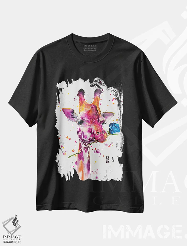 تیشرت مشکی طرح دار کاسانوا، تزئینی اثر جونگکی | فروشگاه ایماژ