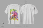 تیشرت سفید طرح دار پلنگ رنگین کمانی، تزئینی اثر جونگکی | فروشگاه ایماژ