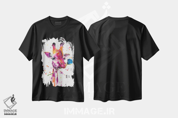 تیشرت مشکی طرح دار کاسانوا، تزئینی اثر جونگکی | فروشگاه ایماژ