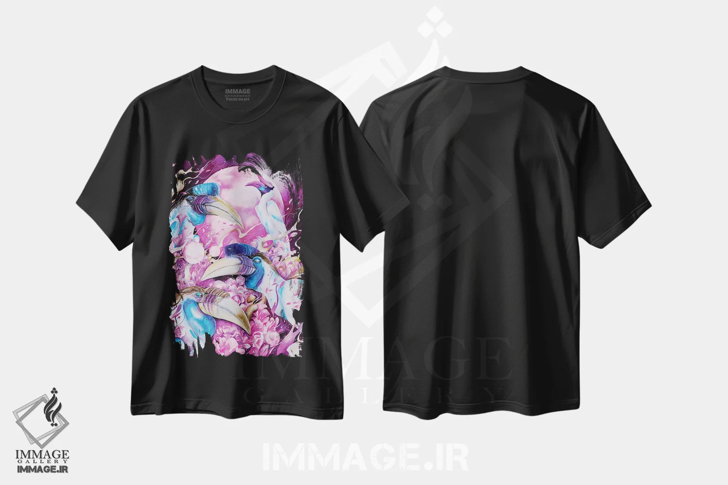 تیشرت مشکی طرح دار ماه نو، تزئینی اثر جونگکی | فروشگاه ایماژ