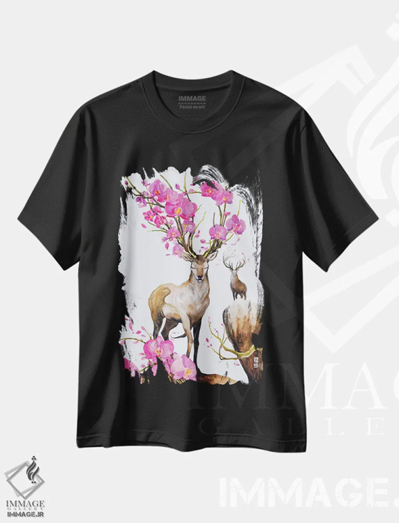 تیشرت مشکی طرح دار شعر زندگی، تزئینی اثر جونگکی | immage.ir