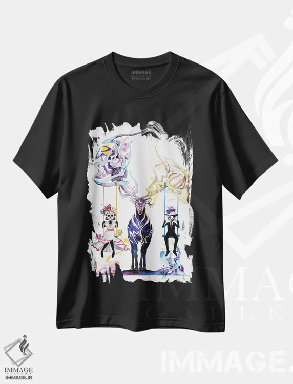 تیشرت مشکی طرح دار تو و من، تزئینی اثر جونگکی | فروشگاه ایماژ
