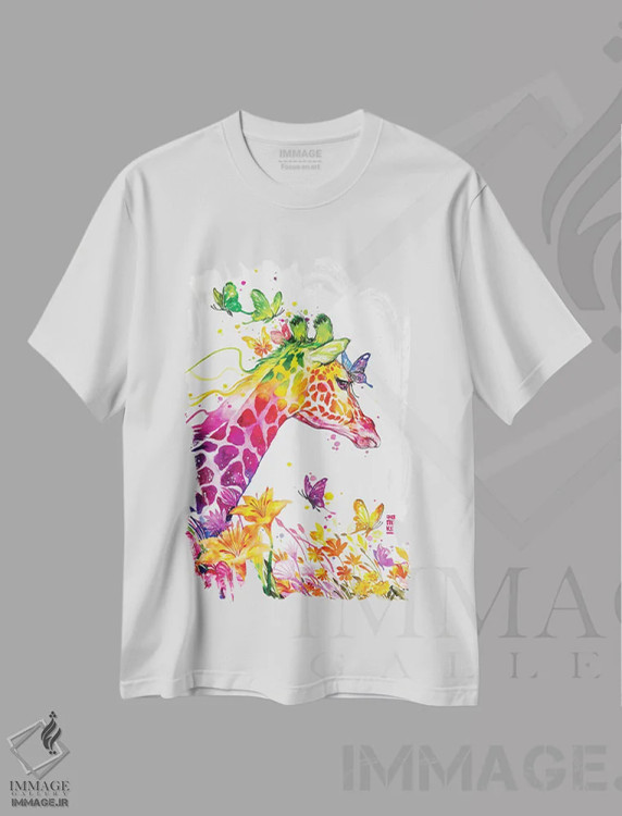 تیشرت سفید طرح دار فردوس، تزئینی اثر جونگکی | فروشگاه ایماژ