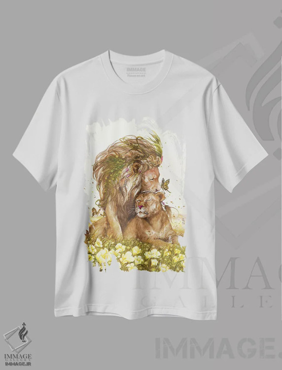 تیشرت سفید طرح دار پادشاه دو قلب، تزئینی اثر جونگکی | immage.ir