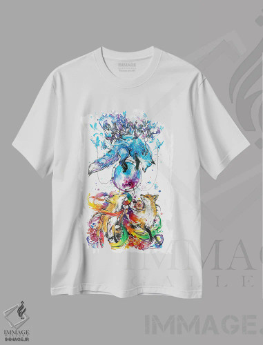 تیشرت سفید طرح دار گیرندهٔ رویاها، تزئینی اثر جونگکی | فروشگاه ایماژ