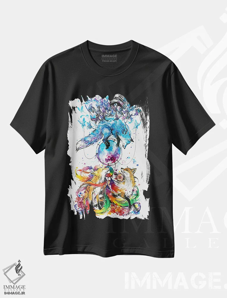 تیشرت مشکی طرح دار گیرندهٔ رویاها، تزئینی اثر جونگکی | immage.ir