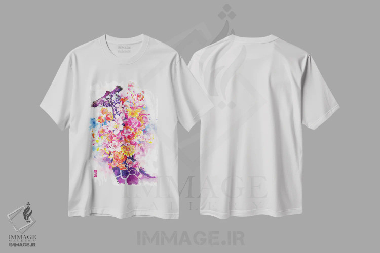 تیشرت سفید طرح دار بهار، تزئینی اثر جونگکی | immage.ir