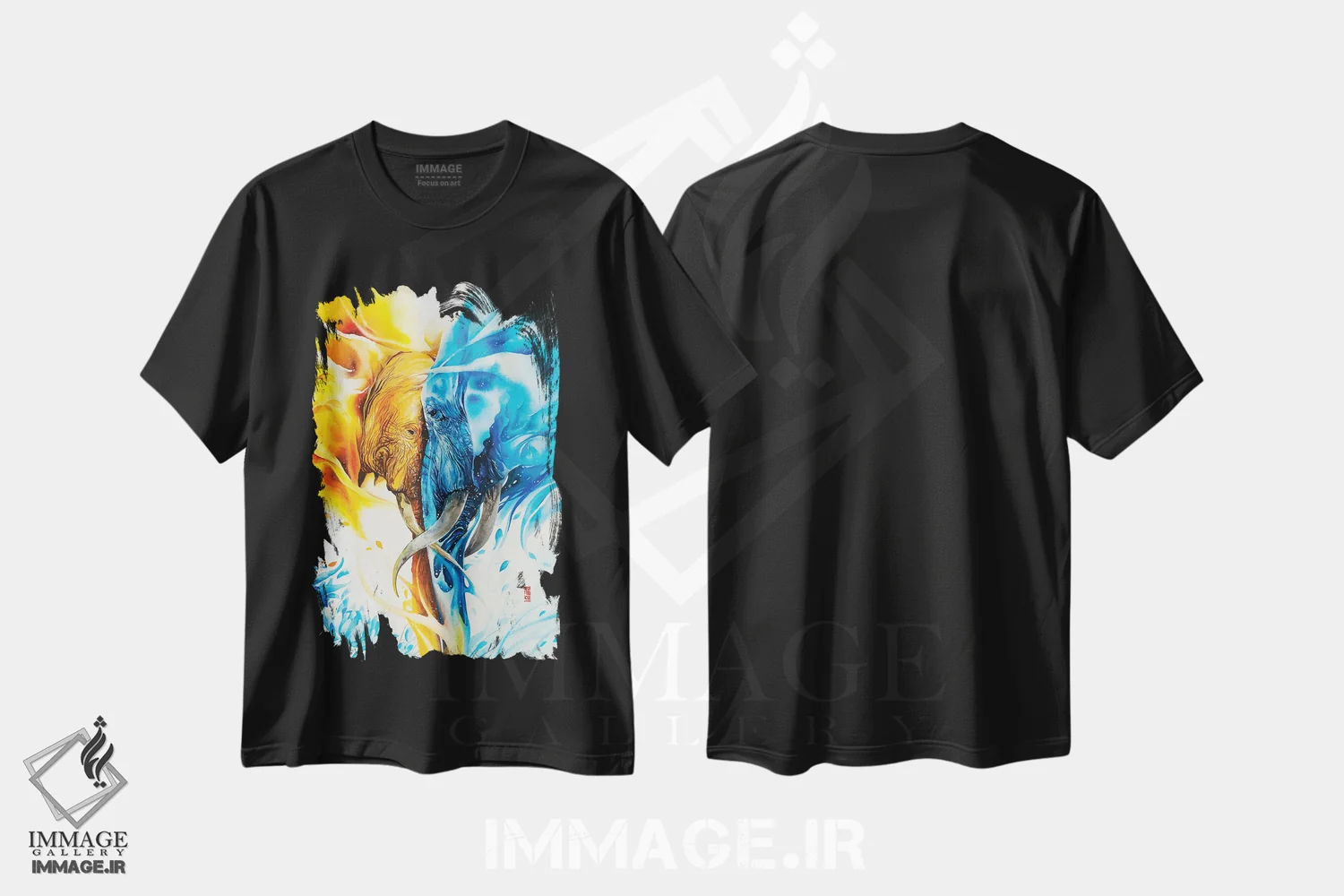 تیشرت مشکی طرح دار گل وحشی، تزئینی اثر جونگکی | فروشگاه ایماژ