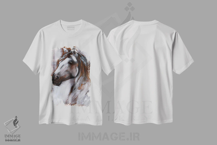 تیشرت سفید طرح دار جذابیت یال ۱، تزئینی اثر جنیفر پکستون پارکر | فروشگاه ایماژ