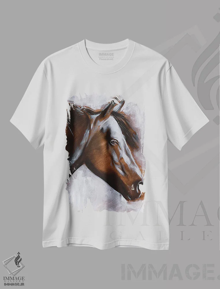 تیشرت سفید طرح دار جذابیت یال ۲، تزئینی اثر جنیفر پکستون پارکر | immage.ir