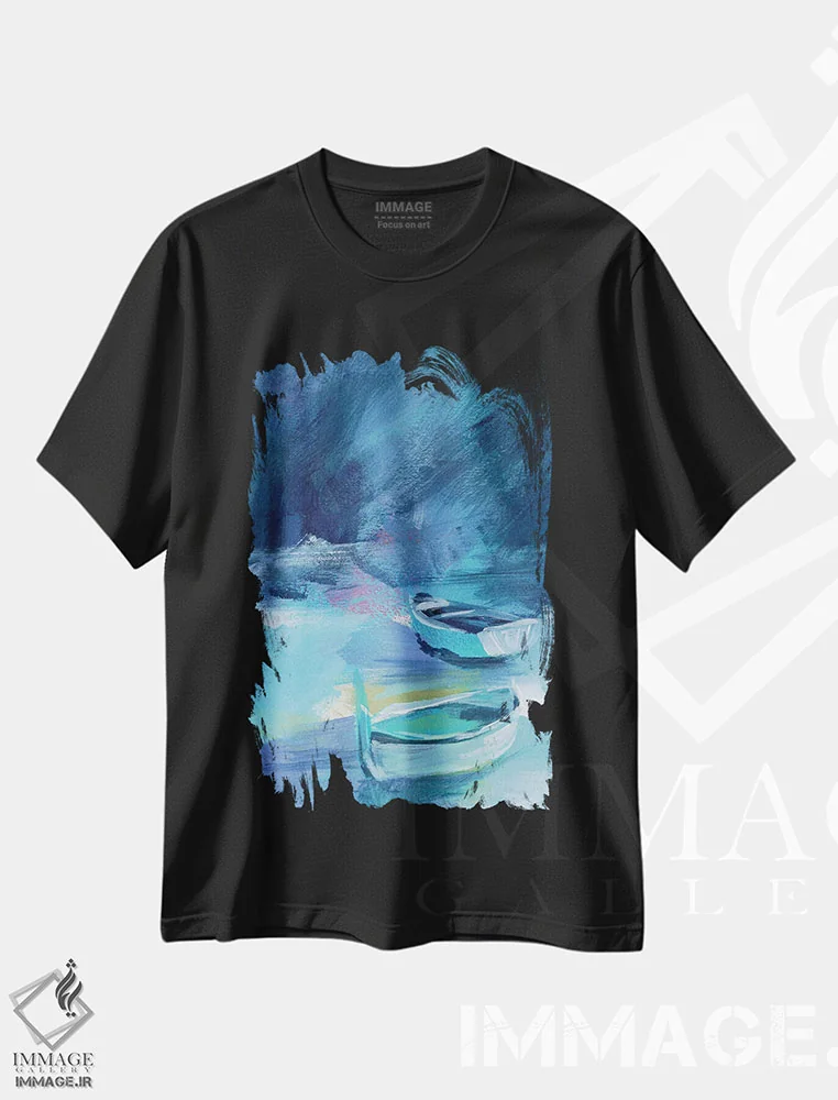 تیشرت مشکی طرح دار قایق های خلیج کوچک ۲، دکور ساحلی اثر جنیفر پکستون پارکر | immage.ir