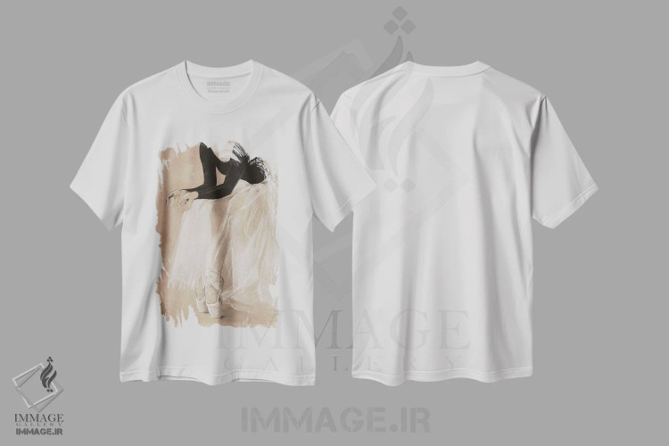تیشرت سفید طرح دار مطالعه باله ۱، هنر فاخر معاصر اثر جنیفر پکستون پارکر | immage.ir