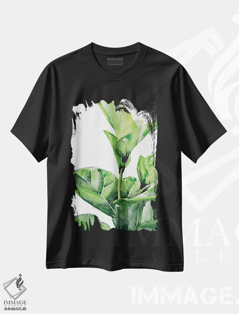 تیشرت مشکی طرح دار انجیر فیدل ۱، تزئینی اثر جنیفر پکستون پارکر | immage.ir