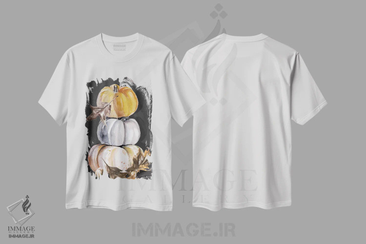 تیشرت سفید طرح دار مجموعه کدو تنبل برداشت شده B، دکور تعطیلات اثر جنیفر پکستون پارکر | immage.ir