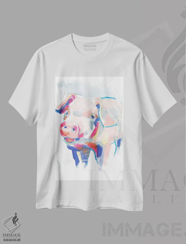 تیشرت سفید طرح دار چهره آبی ۱، تزئینی اثر جنیفر پکستون پارکر | فروشگاه ایماژ