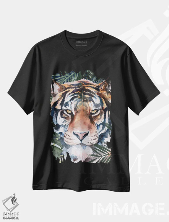 تیشرت مشکی طرح دار گربه جنگلی ۱ اثر جنیفر پکستون پارکر | immage.ir